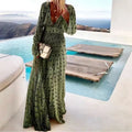 Valentina Spotted Print Deep V Swing Dress