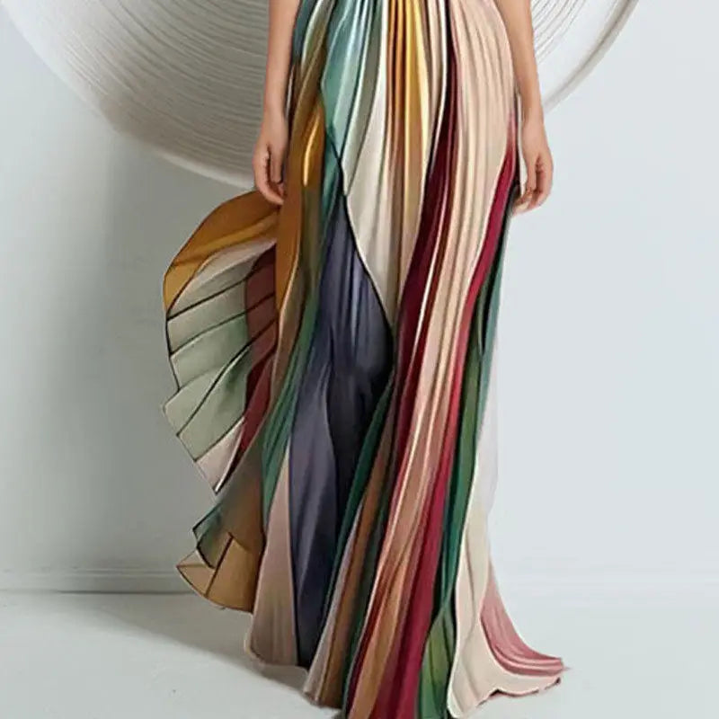 Olivia Strapless Colorful Print Long Dress