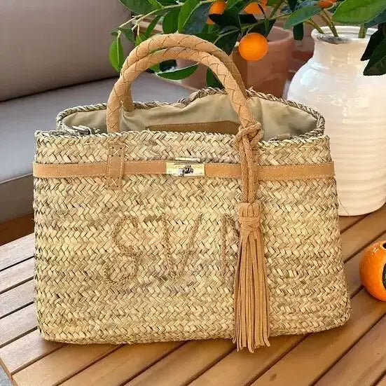 Handwoven Moroccan Basket with Personalized Details