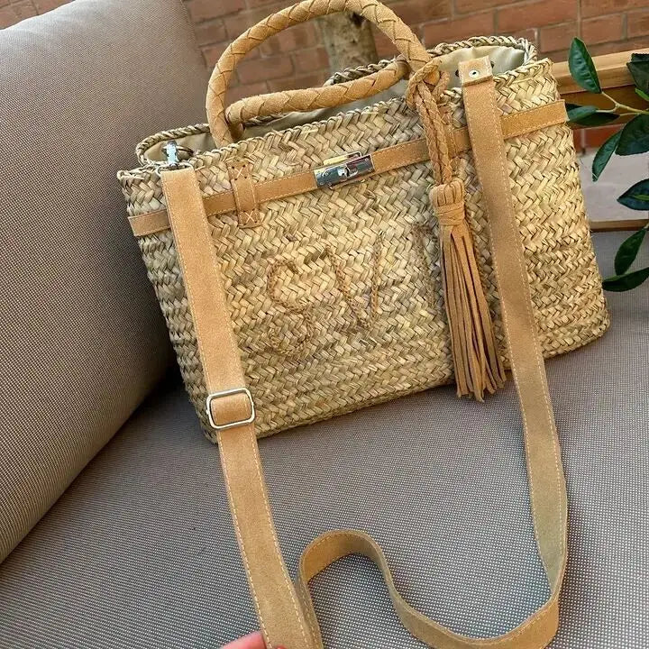 Handwoven Moroccan Basket with Personalized Details