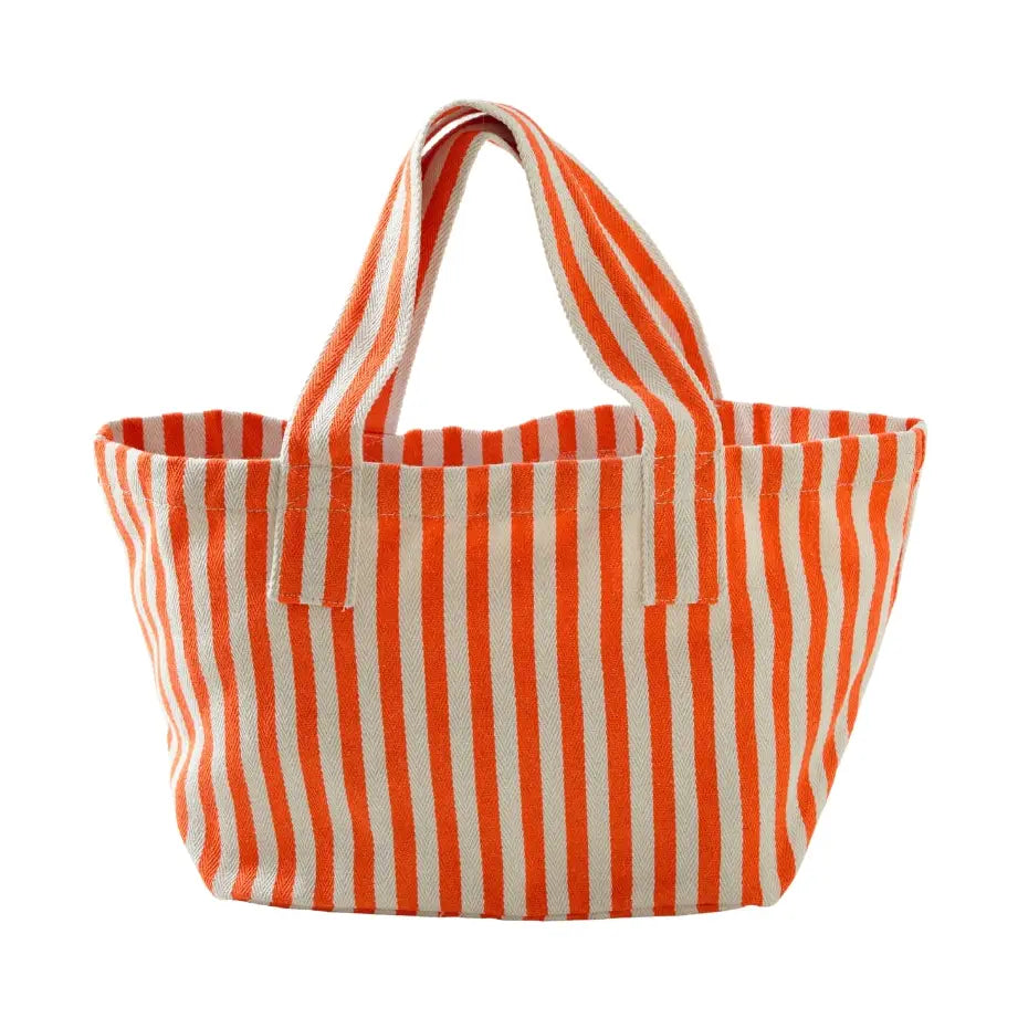 Orange & Cream Striped Canvas Beach Bag