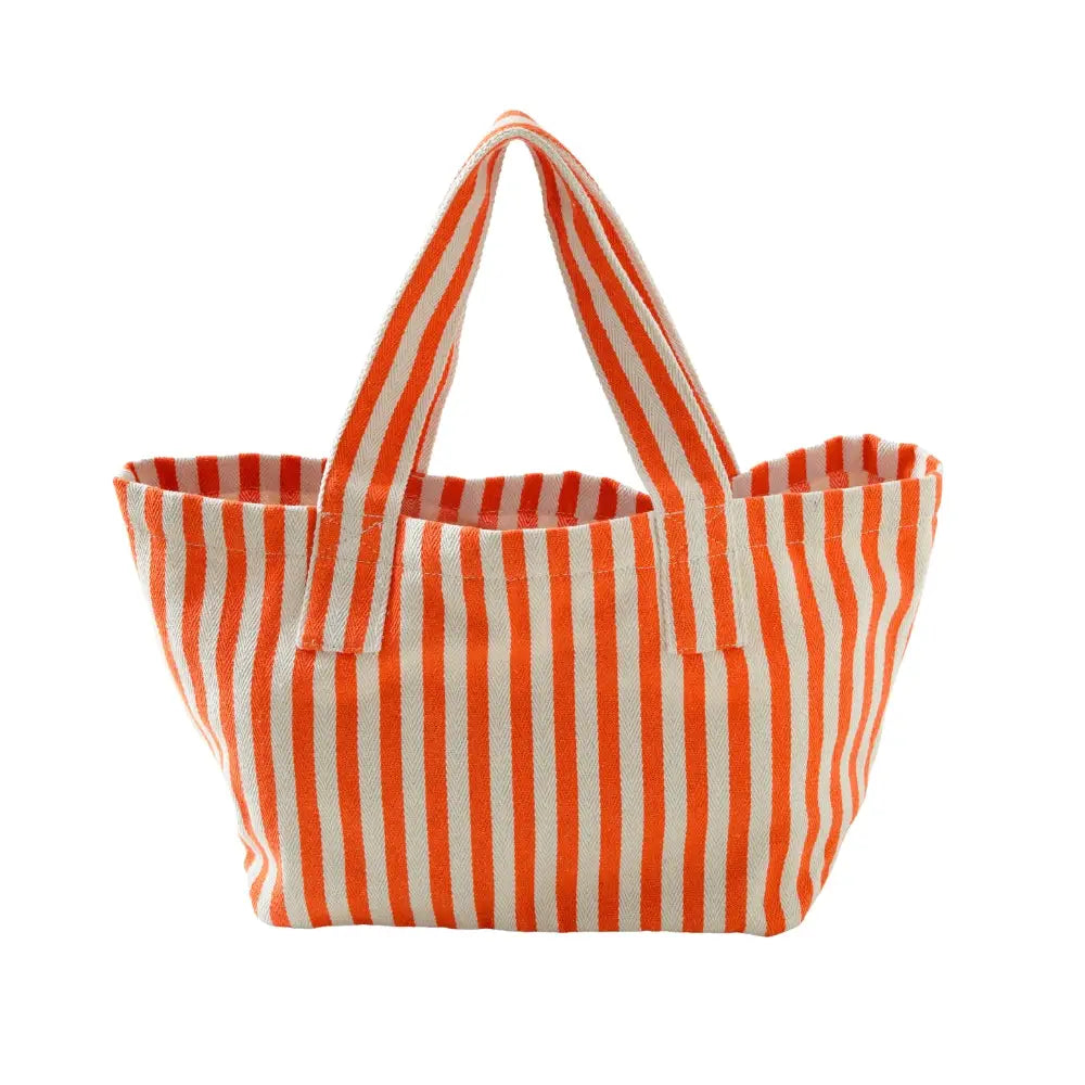 Orange & Cream Striped Canvas Beach Bag