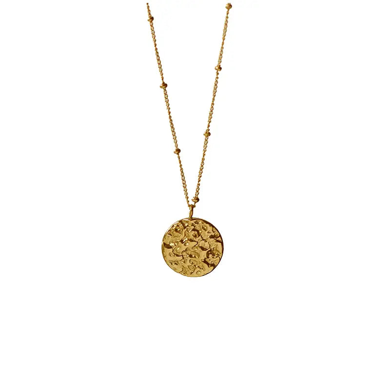 Textured Disc Necklace in Gold