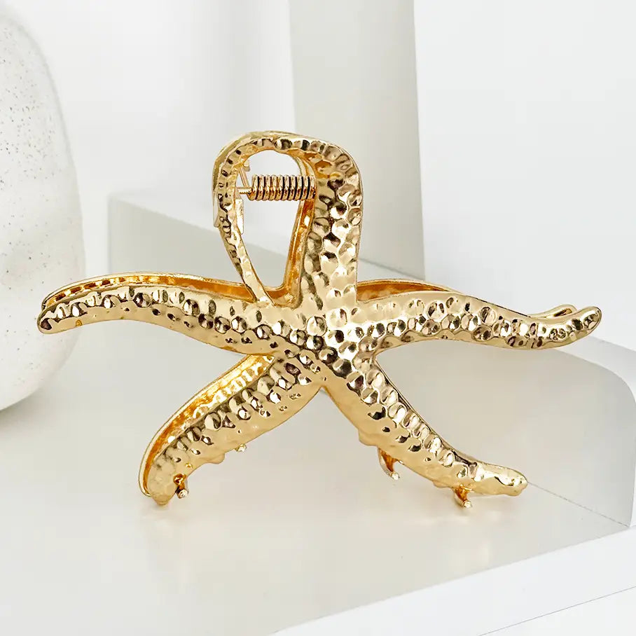Gold Metal Starfish Claw Clip