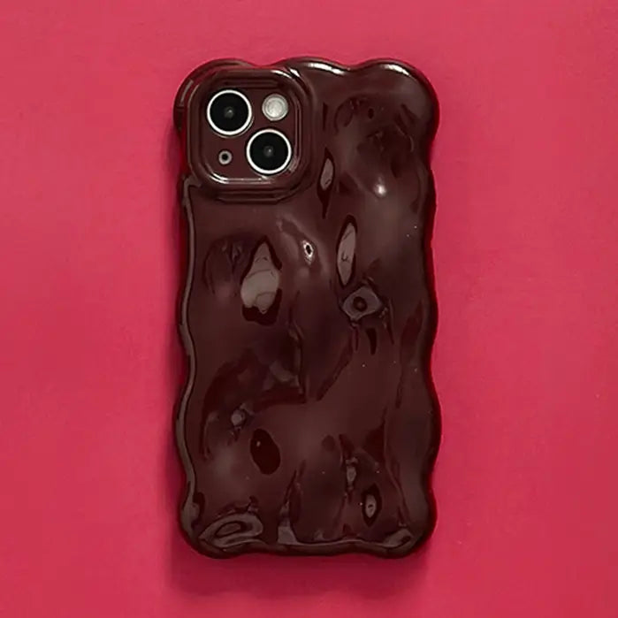 3D Bubble Phone Case - Burgundy