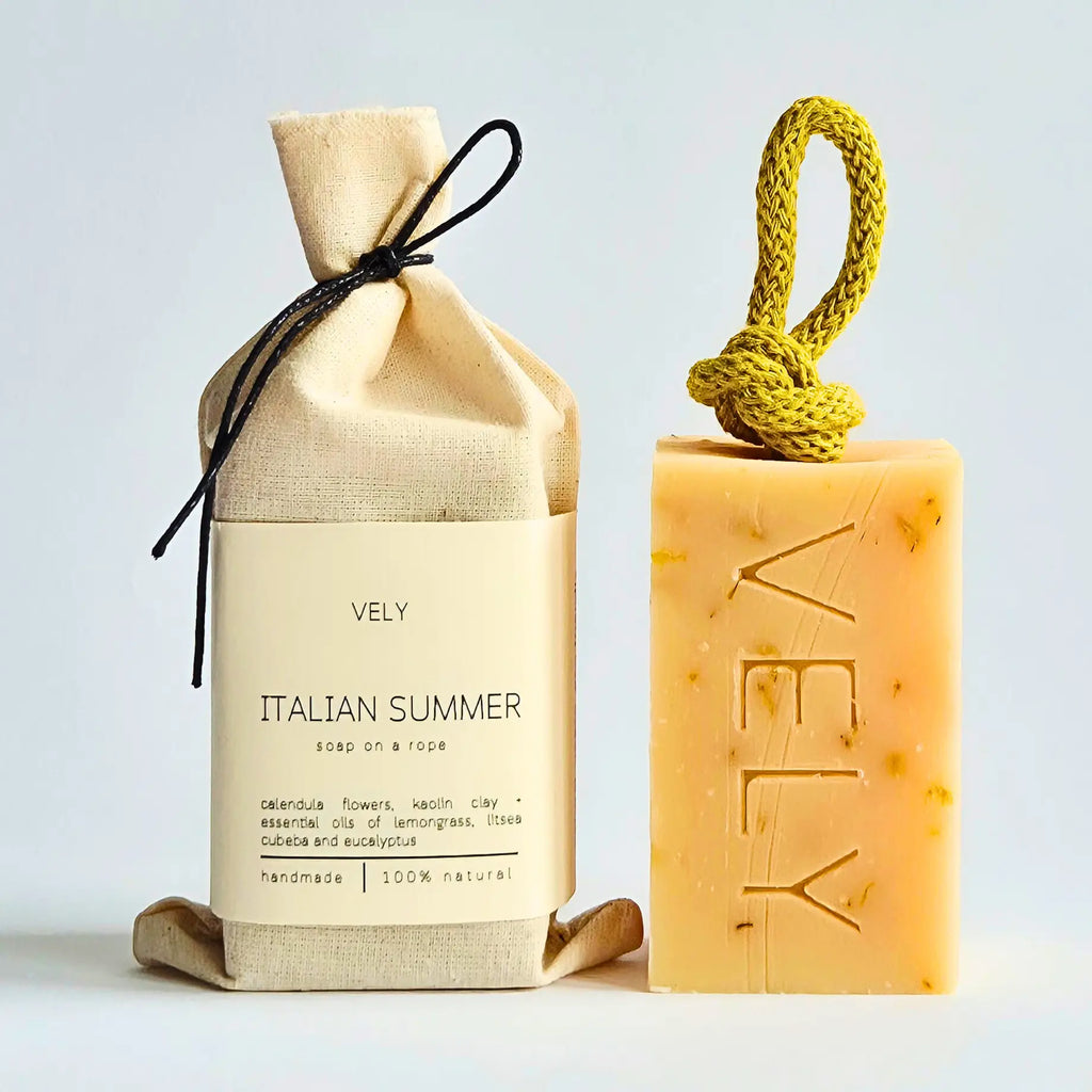 Natural Handmade Soap On A Rope "Italian Summer"