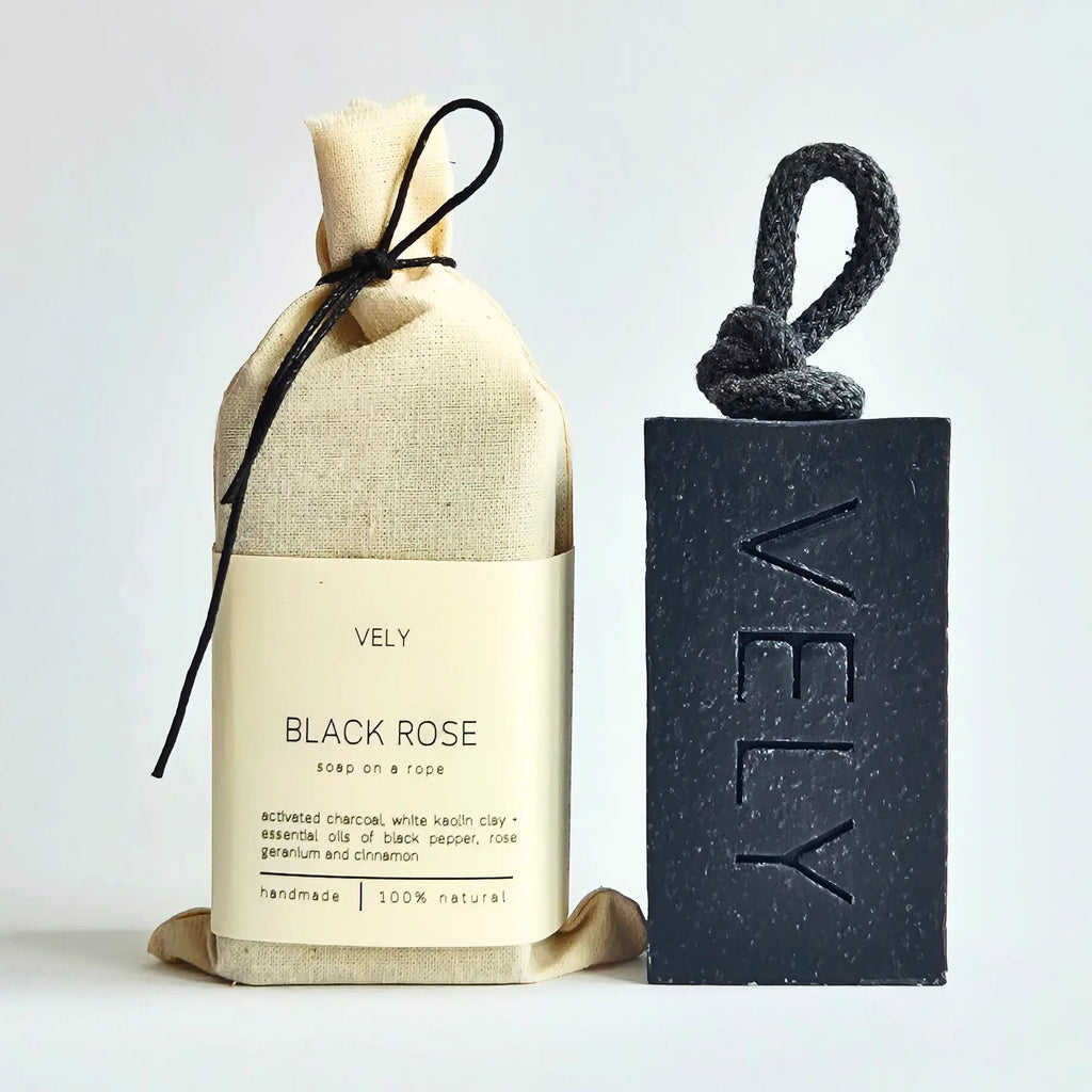 Natural Handmade Soap On A Rope “Black Rose"