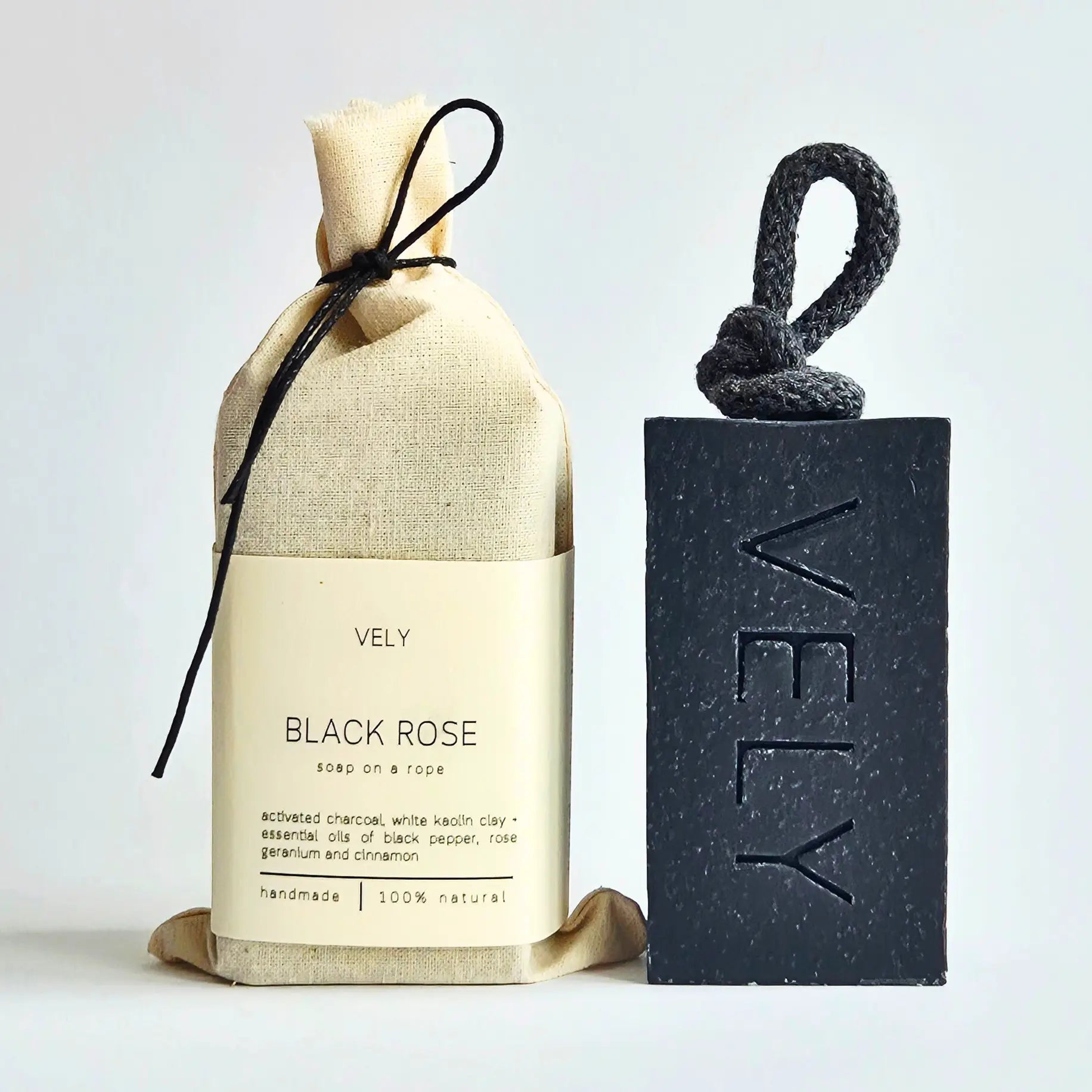 Natural Handmade Soap On A Rope “Black Rose"