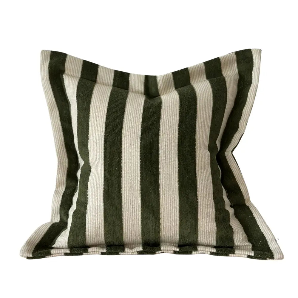 Orla Olive Green Stripe Cushion 45x45cm