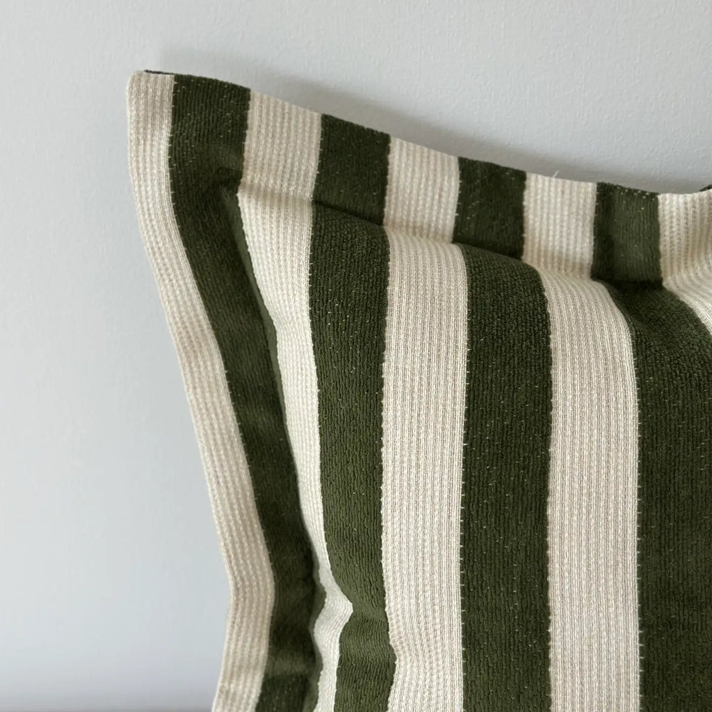Orla Olive Green Stripe Cushion 45x45cm