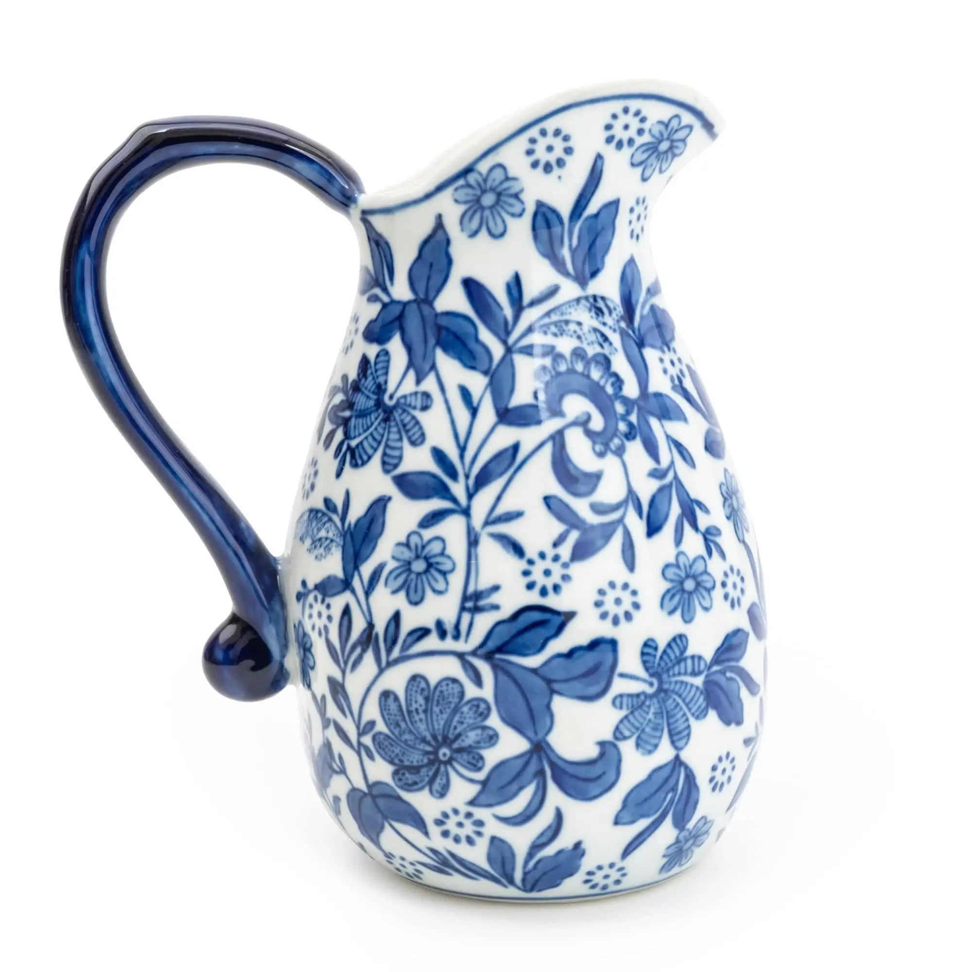 Sumatra Blue & White Large Ceramic Jug 9" 1PK