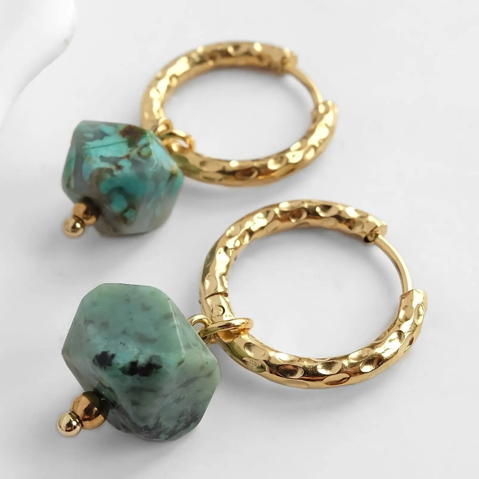 African Turquoise Hoops